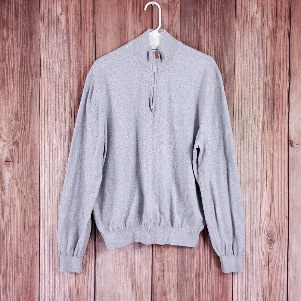 Collars & Co Mens XXXL 3XL 1/4 Zip Pullover Sweater Pure Cotton Gray